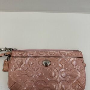 Coach Blush Pink Patent Signature Wristlet